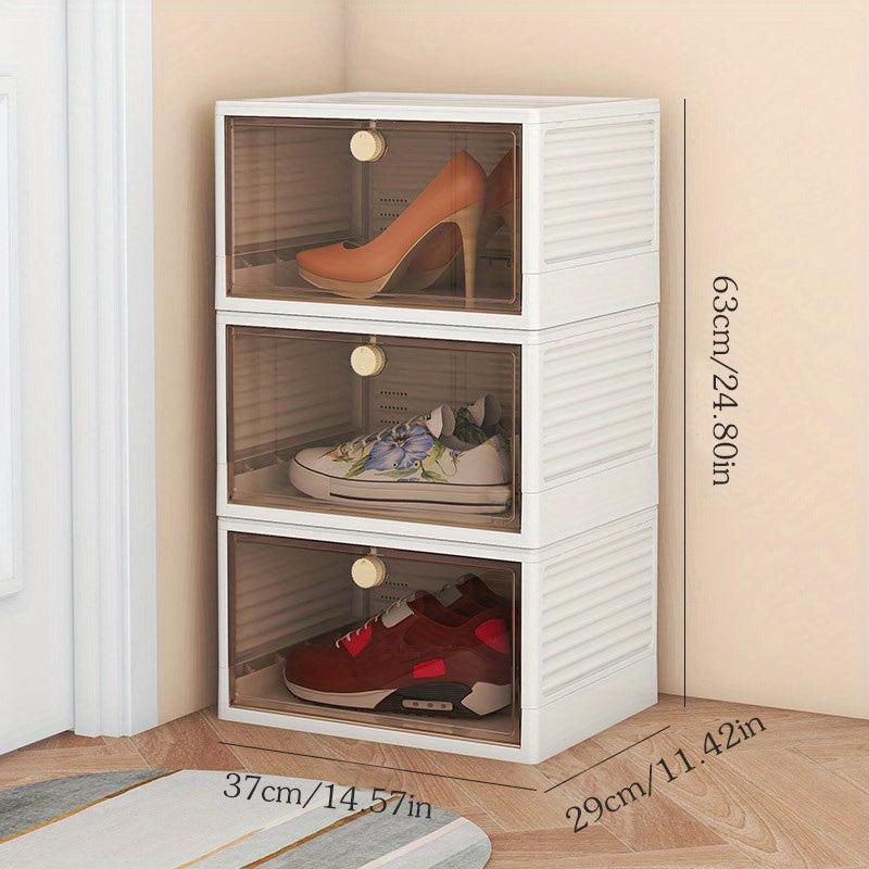 1pc Stackable Shoe Box with Clear Door, Easy Assemble & Display Sneakers