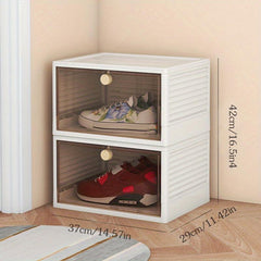 1pc Stackable Shoe Box with Clear Door, Easy Assemble & Display Sneakers