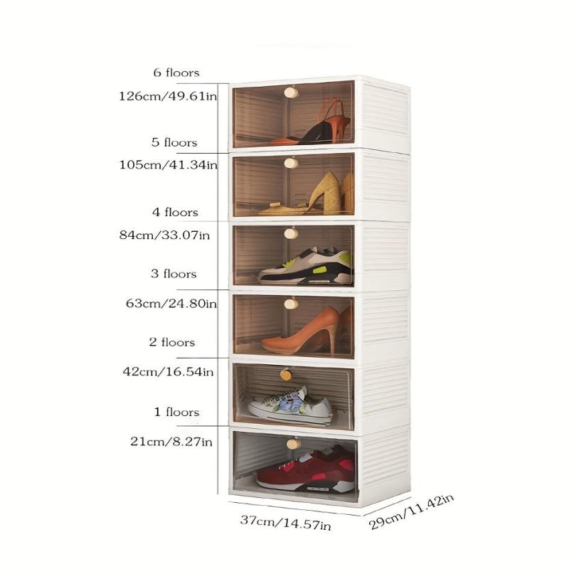 1pc Stackable Shoe Box with Clear Door, Easy Assemble & Display Sneakers