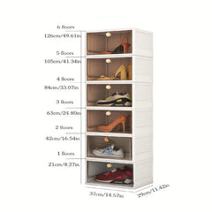1pc Stackable Shoe Box with Clear Door, Easy Assemble & Display Sneakers