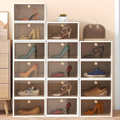 1pc Stackable Shoe Box with Clear Door, Easy Assemble & Display Sneakers