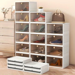 1pc Stackable Shoe Box with Clear Door, Easy Assemble & Display Sneakers
