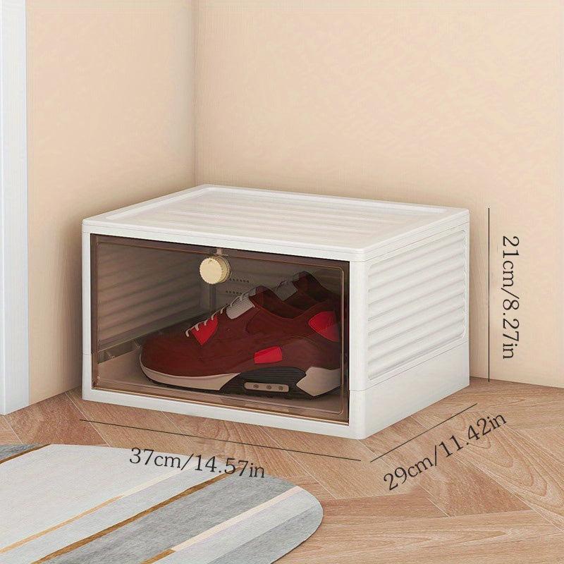 1pc Stackable Shoe Box with Clear Door, Easy Assemble & Display Sneakers