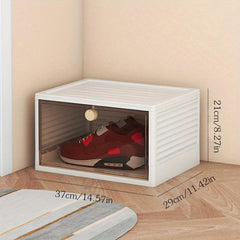 1pc Stackable Shoe Box with Clear Door, Easy Assemble & Display Sneakers