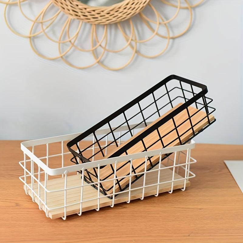 Farmhouse Metal Wire Basket Wall Mount Organizer