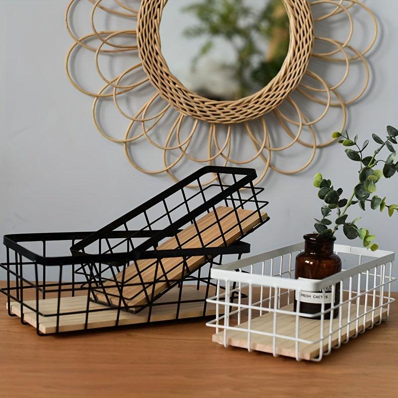 Farmhouse Metal Wire Basket Wall Mount Organizer