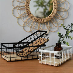 Farmhouse Metal Wire Basket Wall Mount Organizer