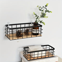 Farmhouse Metal Wire Basket Wall Mount Organizer