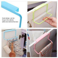 Plastic Bag Holder Multifunctional Towel Rack Cabinet Door Hanging Frame