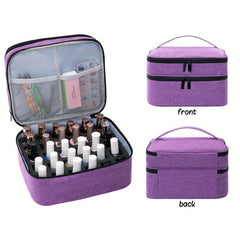 Geometric PU Leather Nail Polish Organizer - Holds Up To 30 Bottles