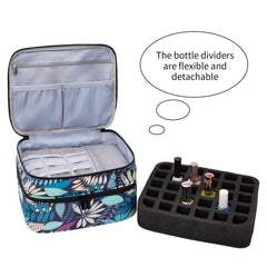 Geometric PU Leather Nail Polish Organizer - Holds Up To 30 Bottles