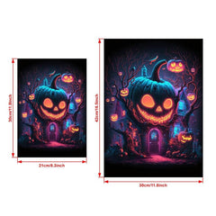 Canvas Poster Modern Art Halloween Pumpkin House - Ideal Gift For Decor