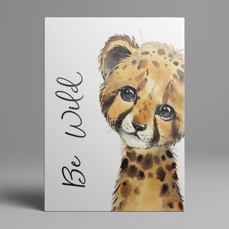 6pcs Watercolor Animals Poster Wall Art Elephant Lion Giraffe Canvas Painting