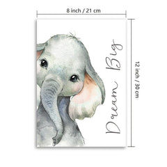6pcs Watercolor Animals Poster Wall Art Elephant Lion Giraffe Canvas Painting