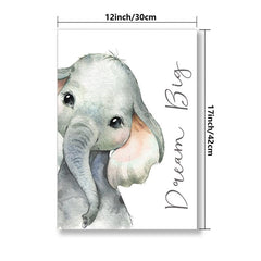 6pcs Watercolor Animals Poster Wall Art Elephant Lion Giraffe Canvas Painting