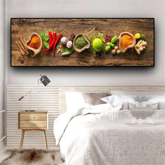 1pc Food Ingredients Canvas Art Poster Realist Style Art Hanging Painting
