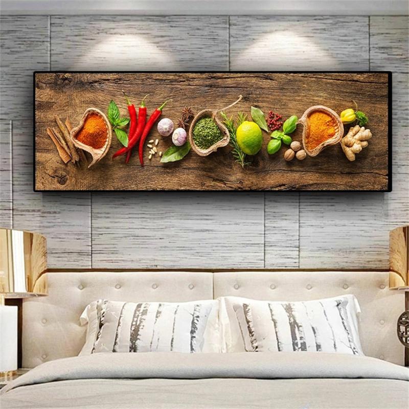1pc Food Ingredients Canvas Art Poster Realist Style Art Hanging Painting
