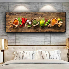 1pc Food Ingredients Canvas Art Poster Realist Style Art Hanging Painting
