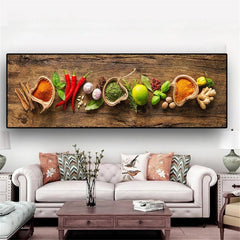 1pc Food Ingredients Canvas Art Poster Realist Style Art Hanging Painting