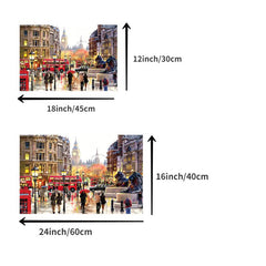 Modern Rainy London Street Landscape Canvas Painting