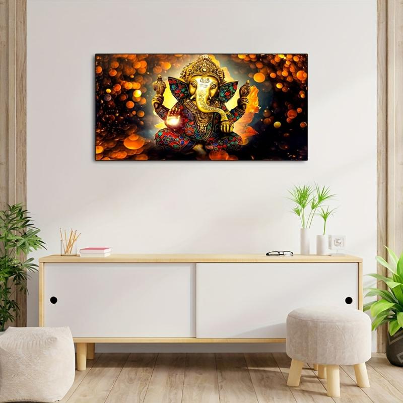 Light Abstract Animal Wall Poster Hindu God Ganesh Elephant Canvas Painting