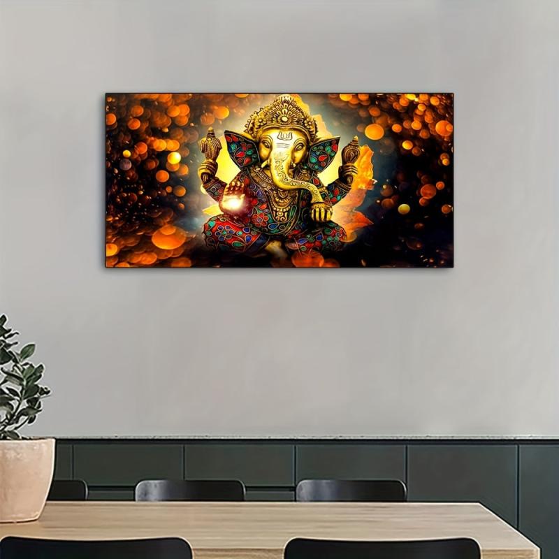 Light Abstract Animal Wall Poster Hindu God Ganesh Elephant Canvas Painting