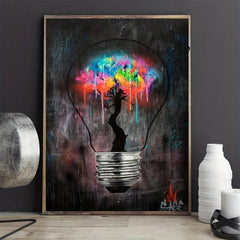 Light Bulb Abstract Street Graffiti Art Poster Canvas Wall Painting