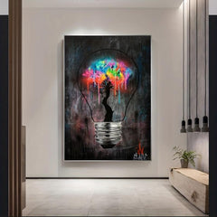 Light Bulb Abstract Street Graffiti Art Poster Canvas Wall Painting