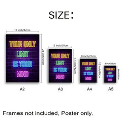 6pcs Neon Light Self-motivation Quotes Posters Wall Art Office Classroom Modern