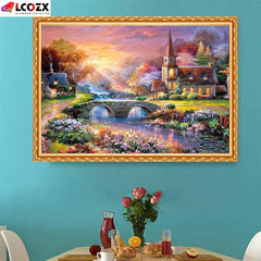5D Countryside Village Rhinestone DIY Gemstone Painting