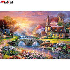 5D Countryside Village Rhinestone DIY Gemstone Painting
