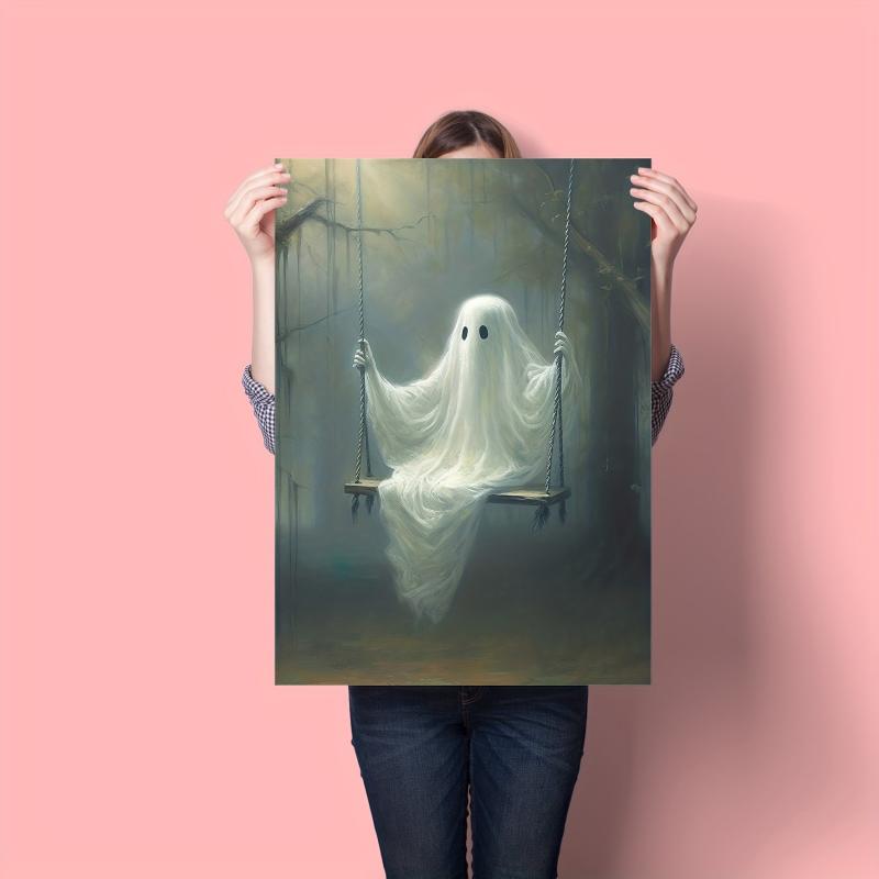 Scary Little Ghost Fabric Art Print