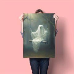 Scary Little Ghost Fabric Art Print