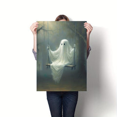 Scary Little Ghost Fabric Art Print
