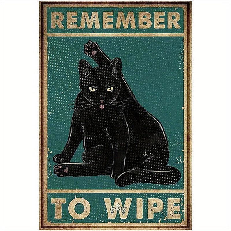 Fun Bathroom Quotes Canvas Painting - Vintage Cat Wash Your PAWS Sign