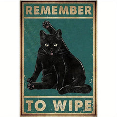 Fun Bathroom Quotes Canvas Painting - Vintage Cat Wash Your PAWS Sign