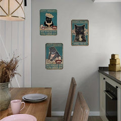 Fun Bathroom Quotes Canvas Painting - Vintage Cat Wash Your PAWS Sign
