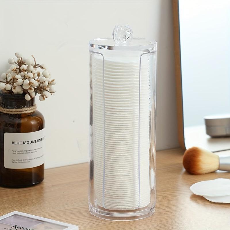 Swab Storage Holder With Clear Lid - Organize and Dispense Makeup Pads