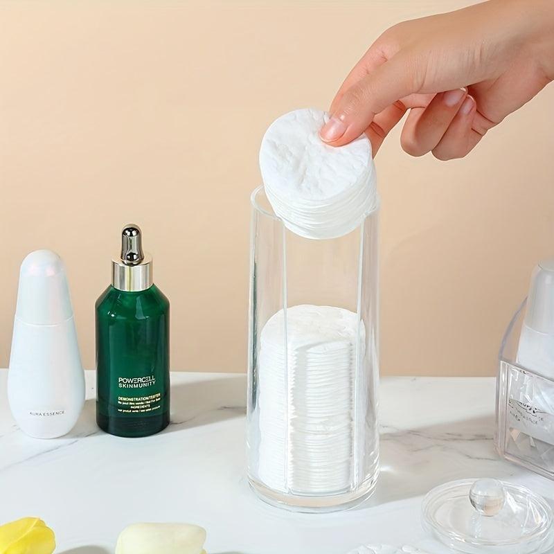 Swab Storage Holder With Clear Lid - Organize and Dispense Makeup Pads