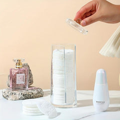 Swab Storage Holder With Clear Lid - Organize and Dispense Makeup Pads