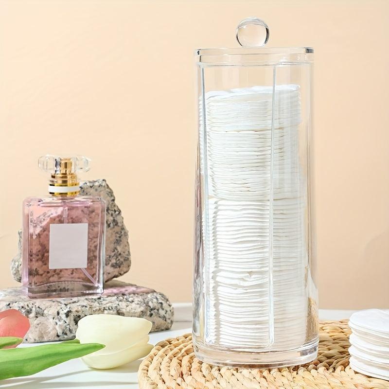 Swab Storage Holder With Clear Lid - Organize and Dispense Makeup Pads