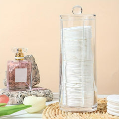 Swab Storage Holder With Clear Lid - Organize and Dispense Makeup Pads