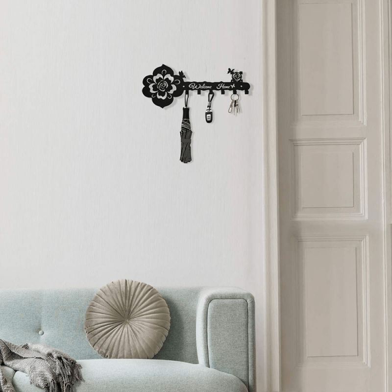 Stylish Rose Butterfly Key Hanger Wall Decoration Gift