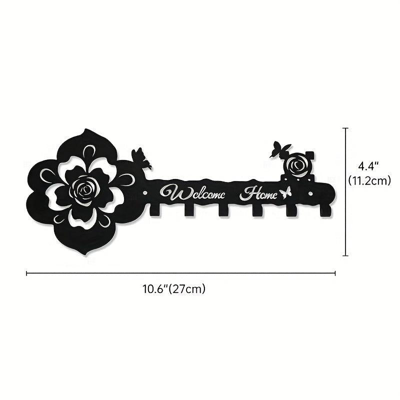 Stylish Rose Butterfly Key Hanger Wall Decoration Gift