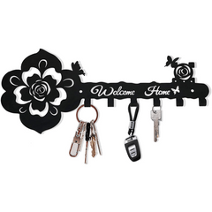 Stylish Rose Butterfly Key Hanger Wall Decoration Gift