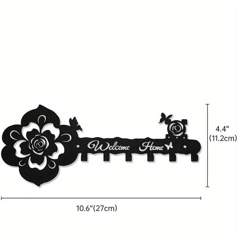 Stylish Rose Butterfly Key Hanger Wall Decoration Gift