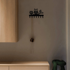 Metal Owl Key Holder Hooks 7 Hook Racks Wall Decor