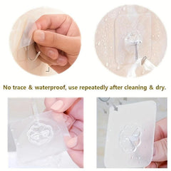 12pcs Adhesive Hooks Utility Transparent Non-slip Traceless Hooks