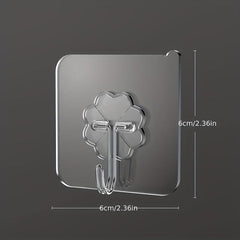 12pcs Adhesive Hooks Utility Transparent Non-slip Traceless Hooks
