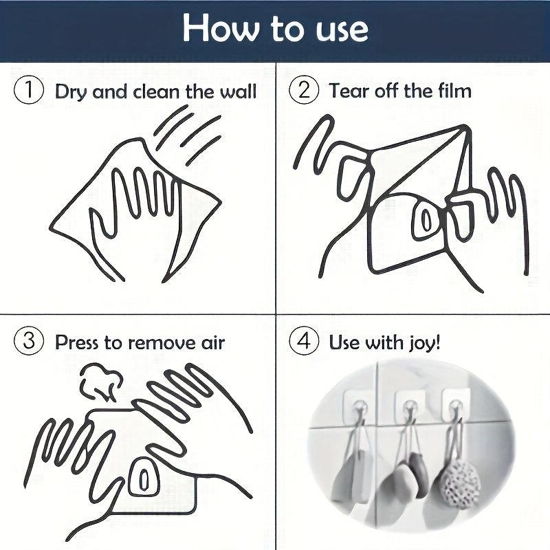 12pcs Adhesive Hooks Utility Transparent Non-slip Traceless Hooks